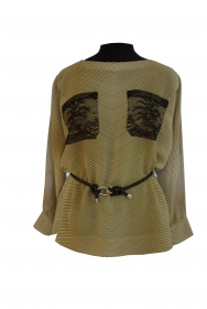 индивидуальный пошив Модная блузка оверсайз с длинными рукавами и поясом