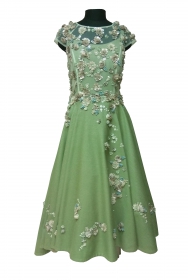 индивидуальный пошив Платье зеленое, расшитое цветами