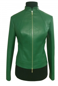 индивидуальный пошив Зеленая кожаная куртка с декором на спине