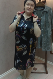 индивидуальный пошив платье -рубашка с трикотажными воротником и манжетами